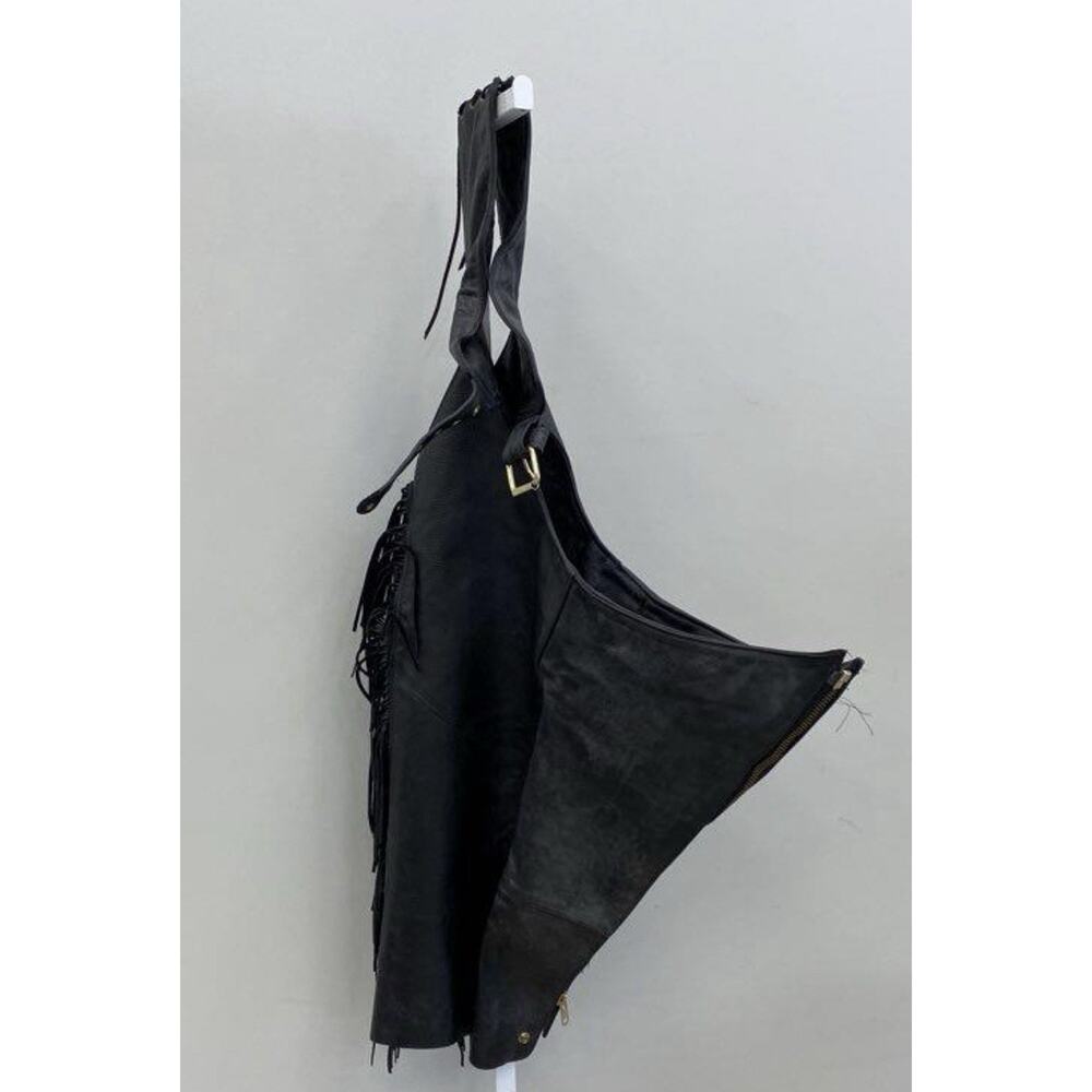 70s 80s Protech Leather Daddy Apparel Leather Chaps Med Small Sz 26 Fringe Vnt